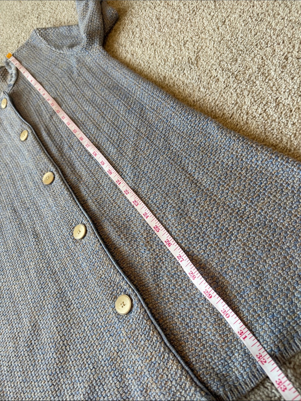 J. McLaughlin Blue Heather Nan Fringe Button Up Long Cardigan - Picture 8 of 8